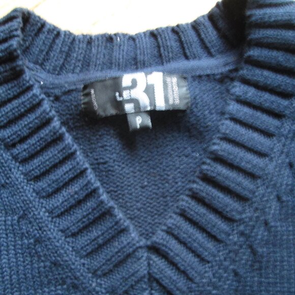 Pre-owned Men's Simons Navy Blue Cotton V-neck Sweater Size Small - Picture 4 of 4